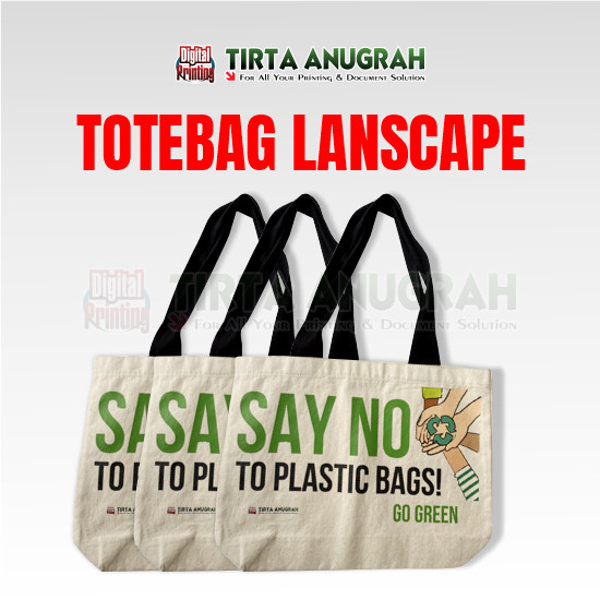 Tote Bag Canvas Natural Lanscape Tali Hitam