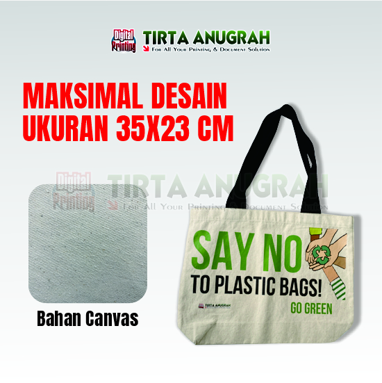 Tote Bag Canvas Natural Lanscape Tali Hitam