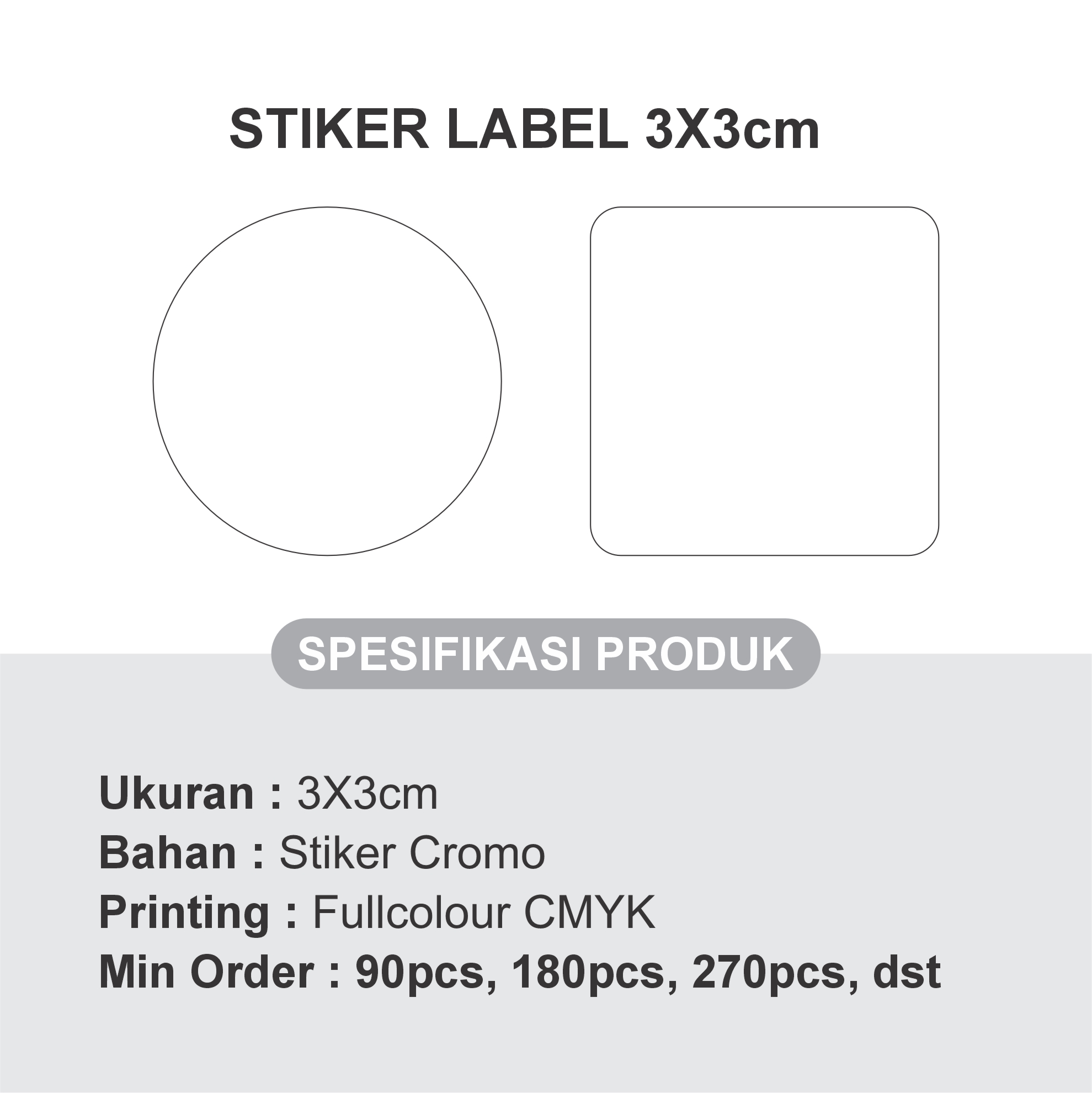 Stiker Label Cromo 3X3cm