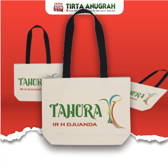 Tote Bag Canvas Natural Lanscape Tali Hitam