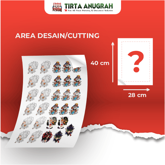 STIKER VINIL GLOSSY A3+ LAMINASI CUTTING