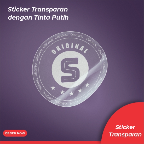 Stiker Transparan UV+Tinta Putih - Meteran